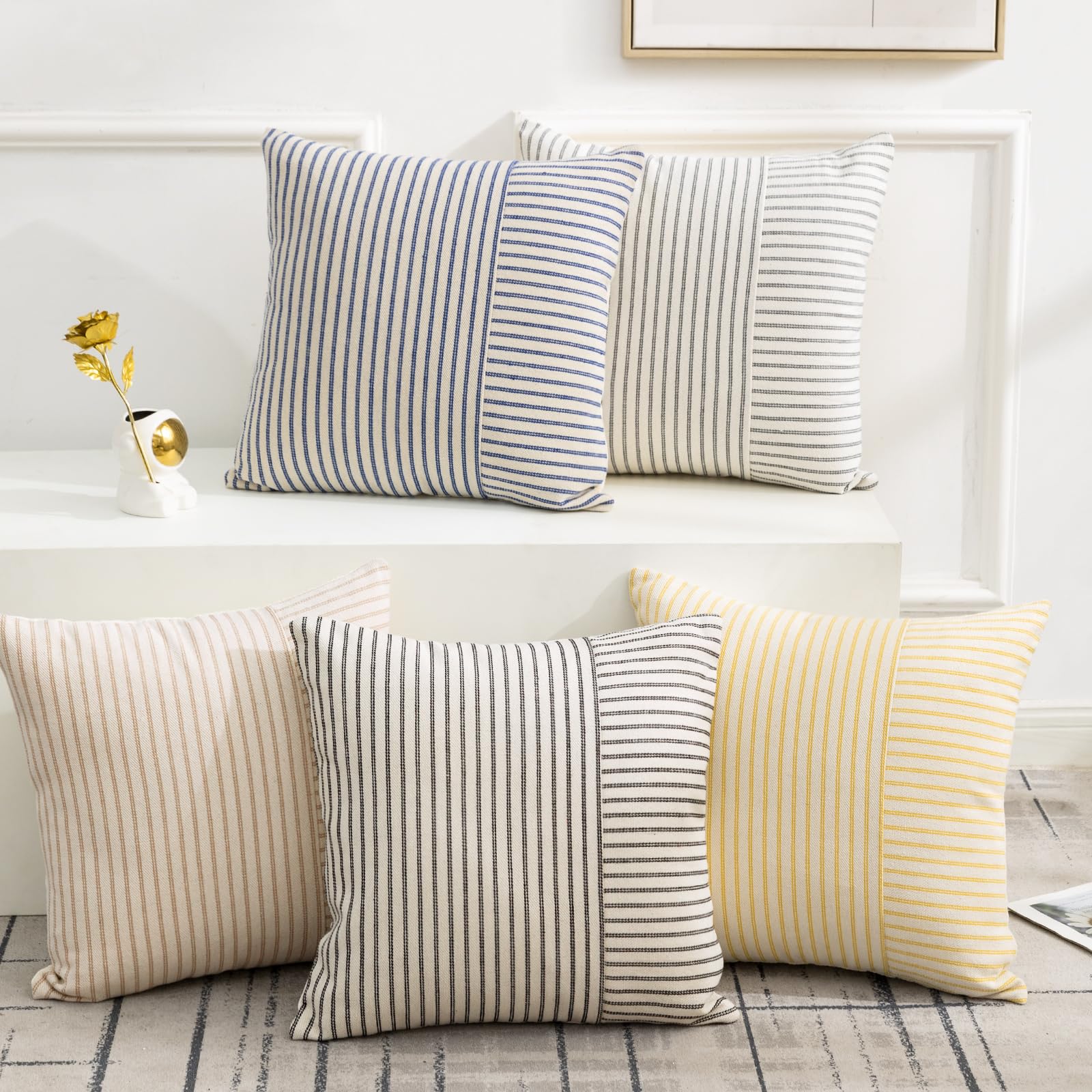 YCOLL détail patchwork et rayures, design artisanal et moderne