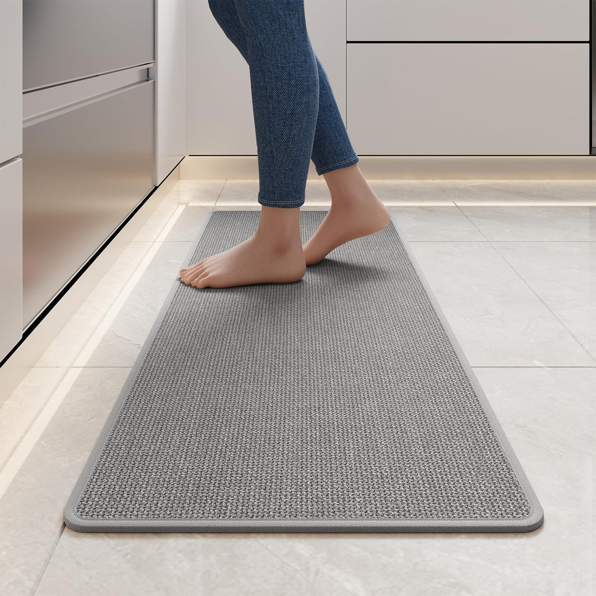 YDKGL vue avant du tapis gris montrant le design et protection du sol