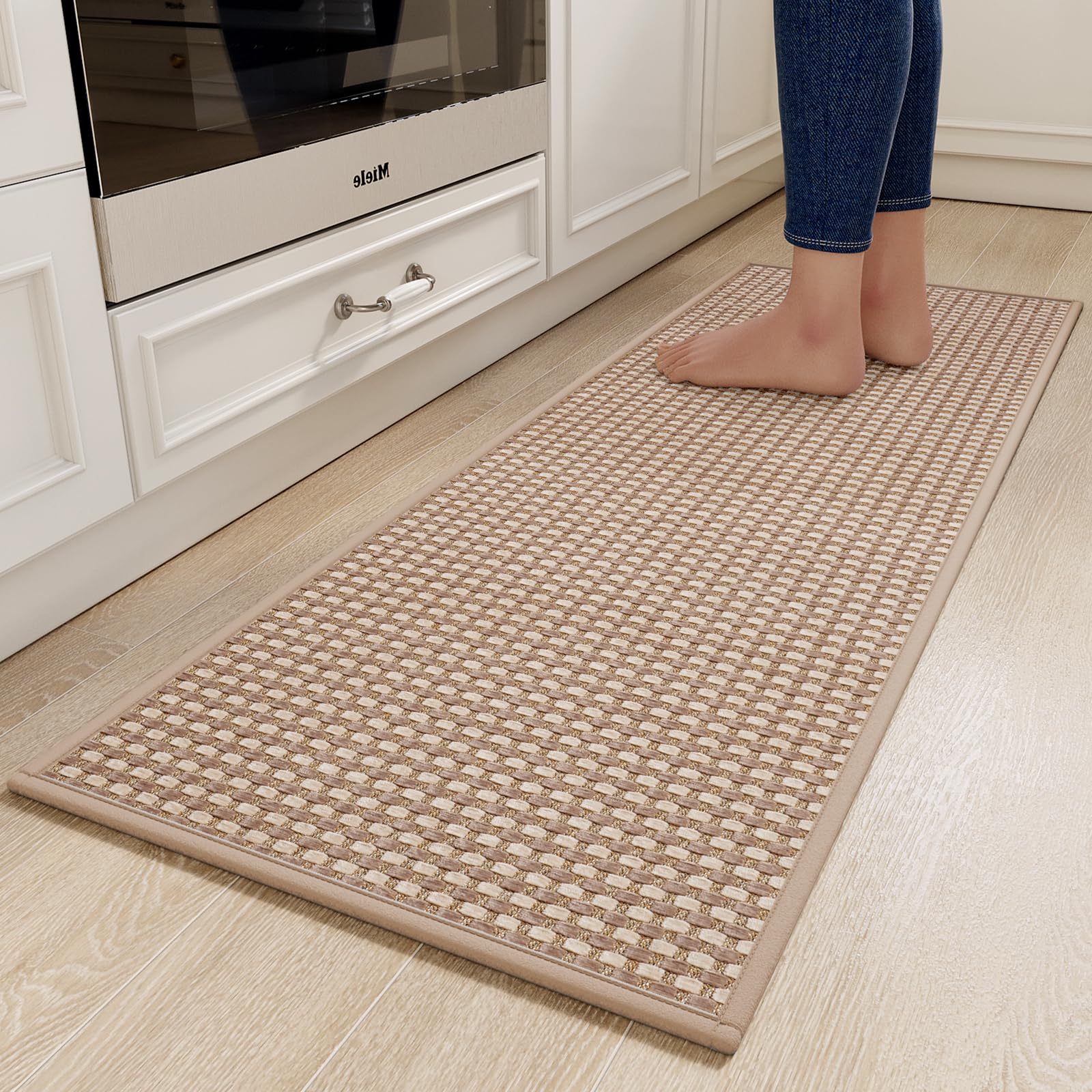 YDKGL vue face avant du tapis marron protège sol et décor élégant