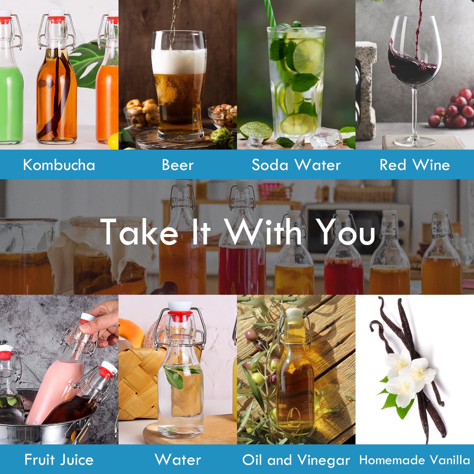 YEBODA bouteille en usage pour kombucha démontrant service pratique