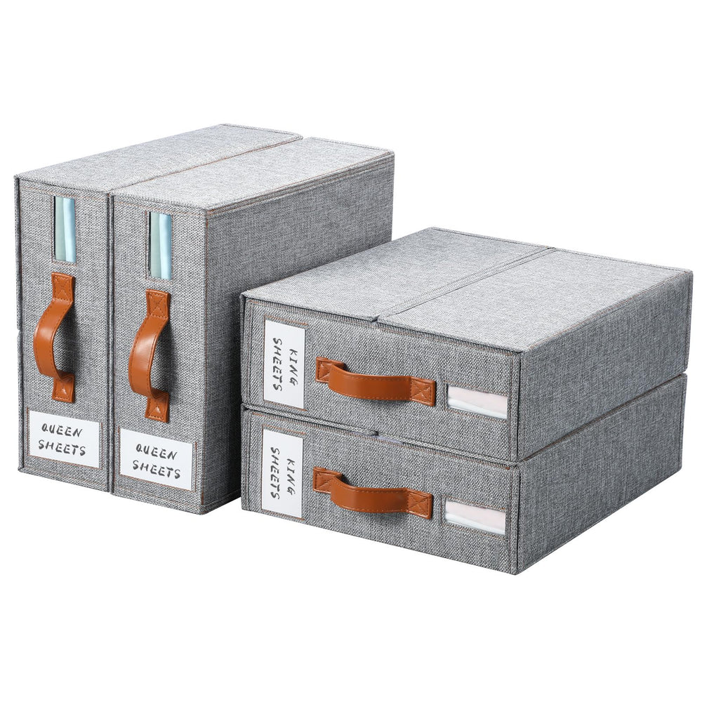 Yecaye organiseur de draps face avant montrant le design gris et gain de place