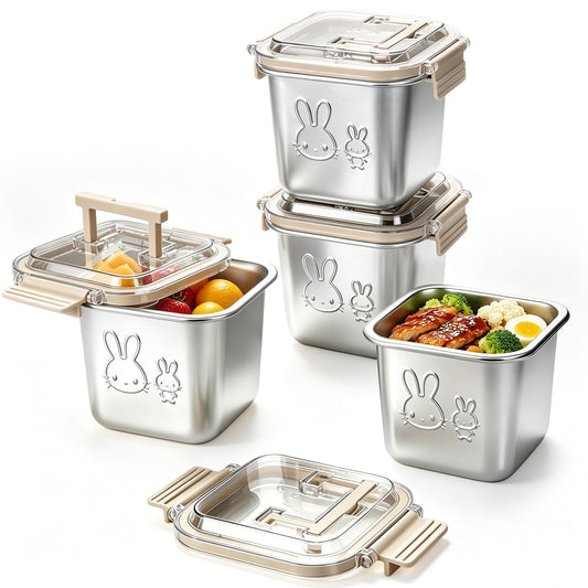 YEJZXY face avant du pack de quatre boîtes inox, aspect durable et pratique