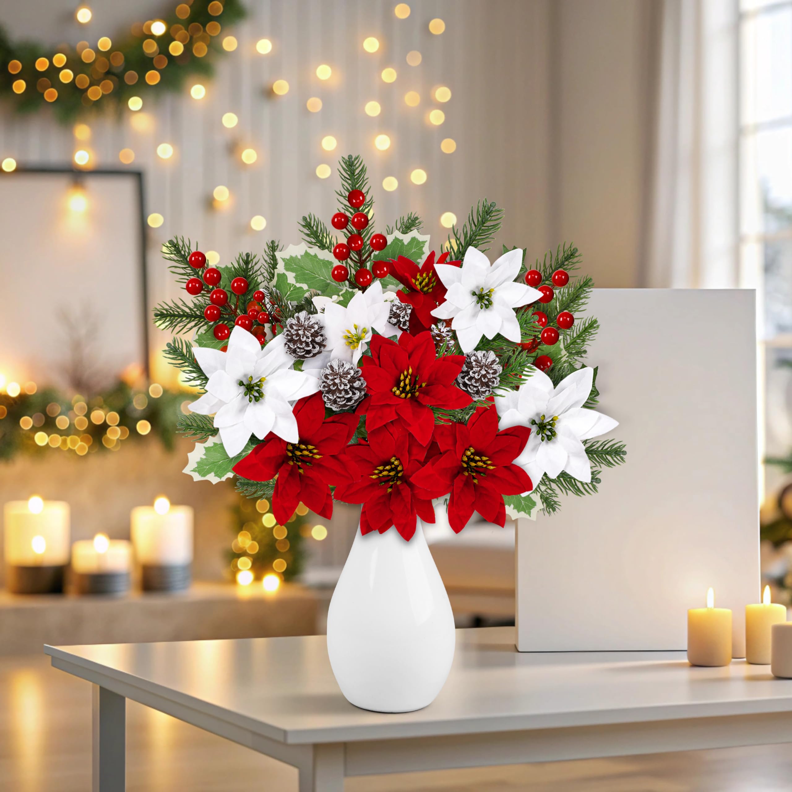 Yen Jean gros plan poinsettia rouge offrant une couleur festive réaliste