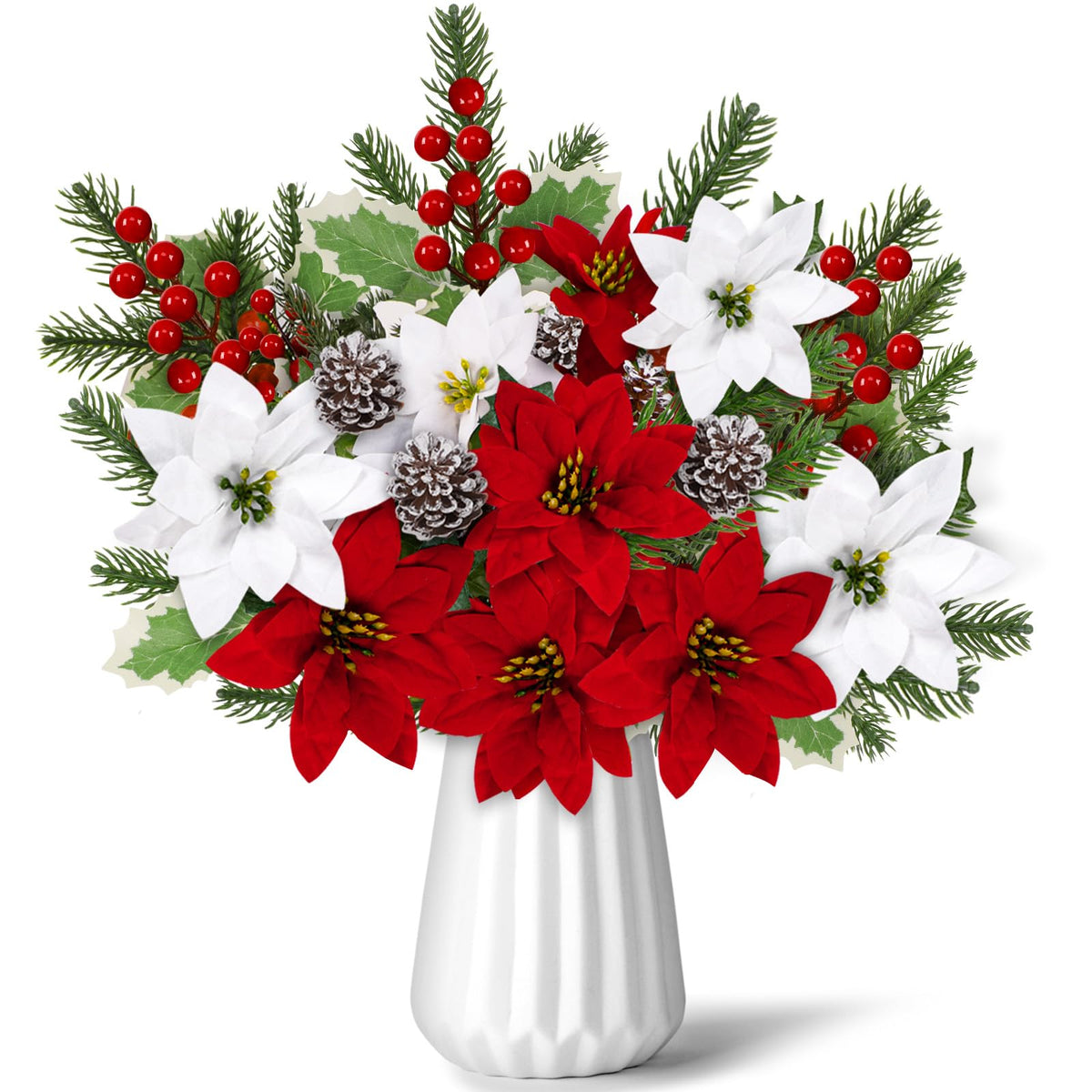 Yen Jean packaging ensemble floral noël montrant la variété et durabilité