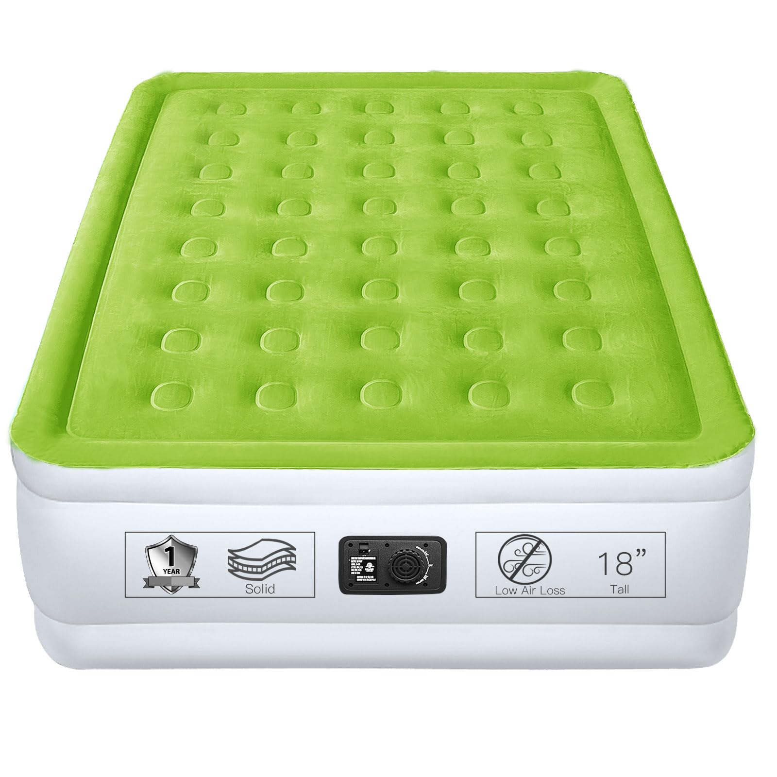 YENING matelas gonflable face avant montrant finition verte et confort instantané