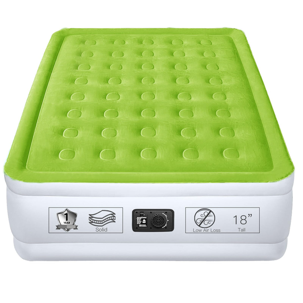 YENING matelas gonflable face avant montrant finition verte et confort instantané