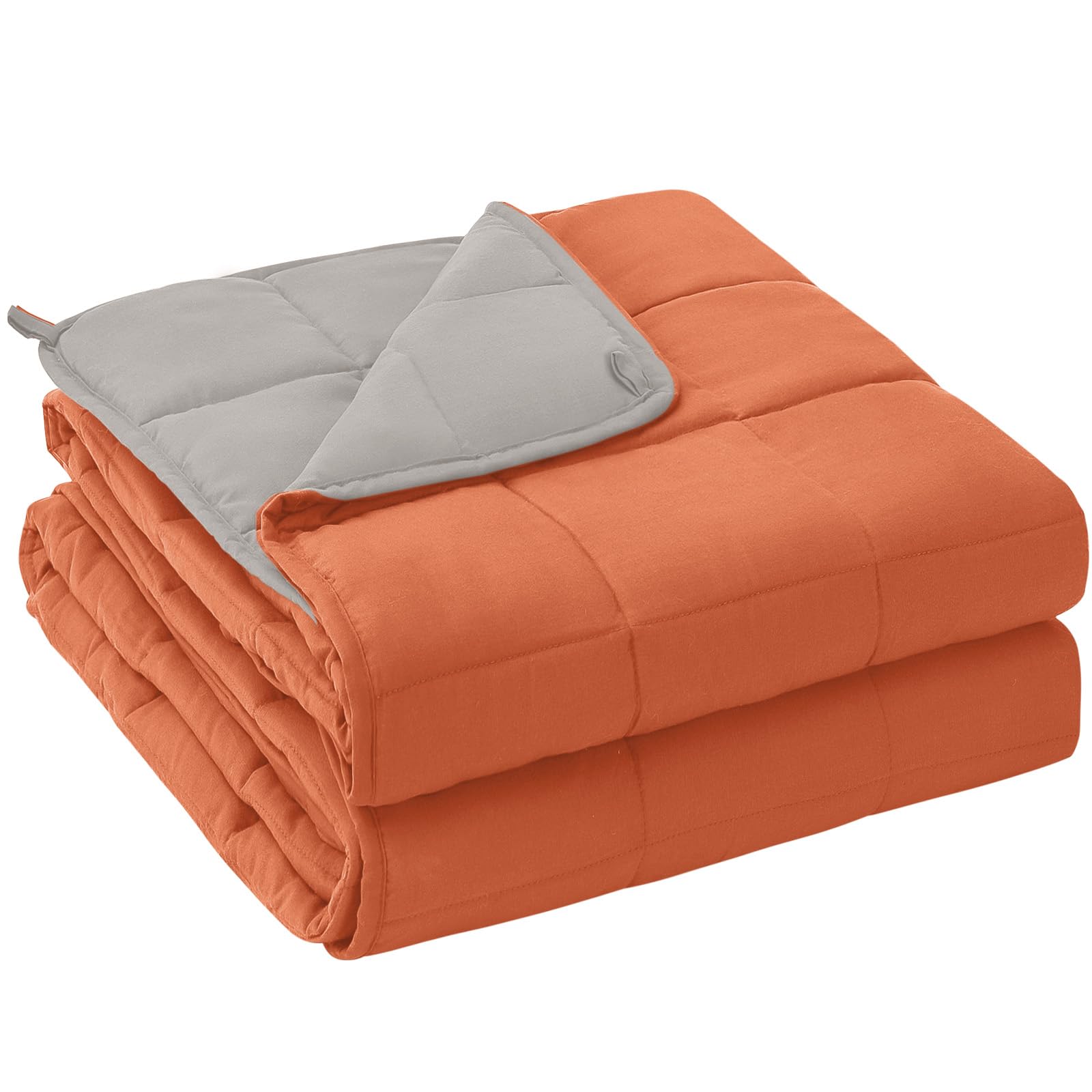 yescool couverture lestée vue frontale et emballage montrant taille queen et couleur orange