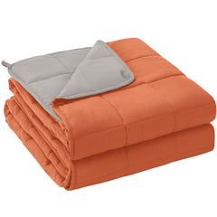 yescool couverture lestée vue frontale et emballage montrant taille queen et couleur orange