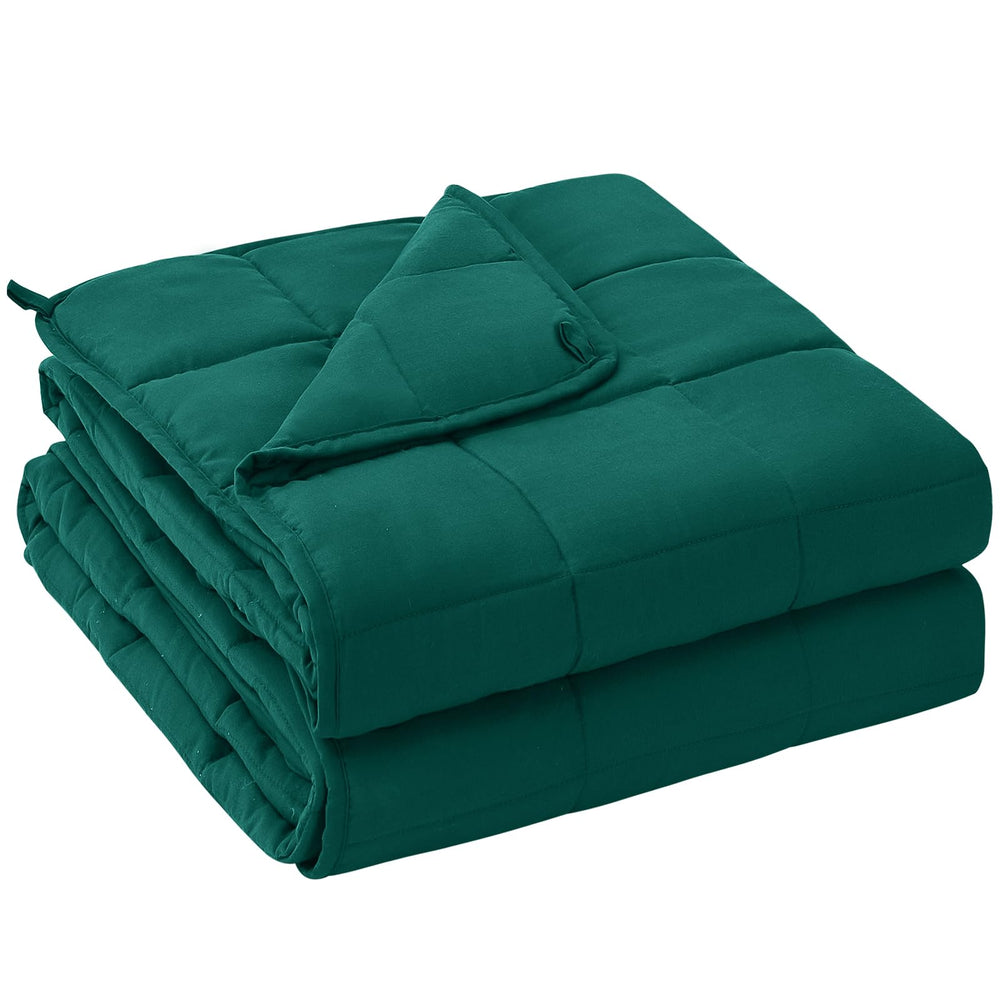 yescool couverture pondérée face avant montrant couleur vert foncé et finition premium