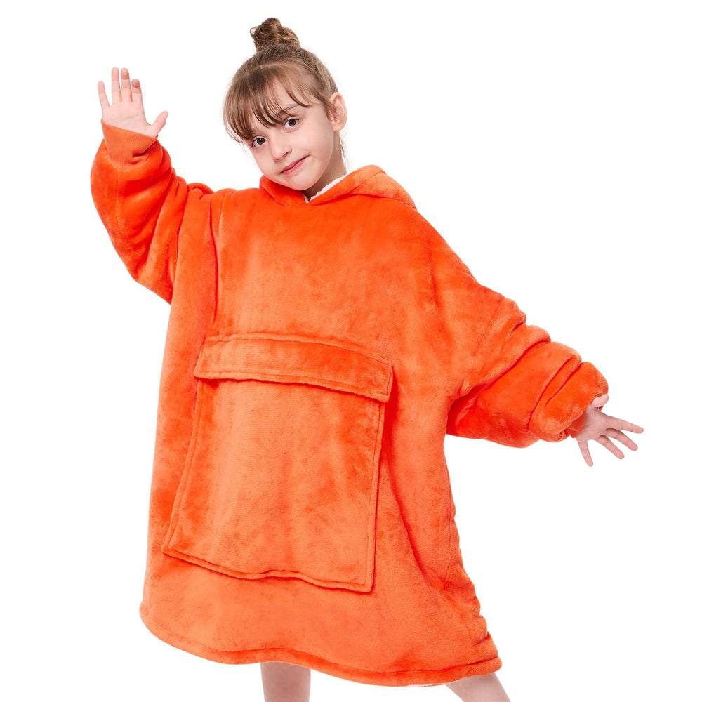 yescool vue avant du hoodie couverture orange, maintien et chaleur immédiate