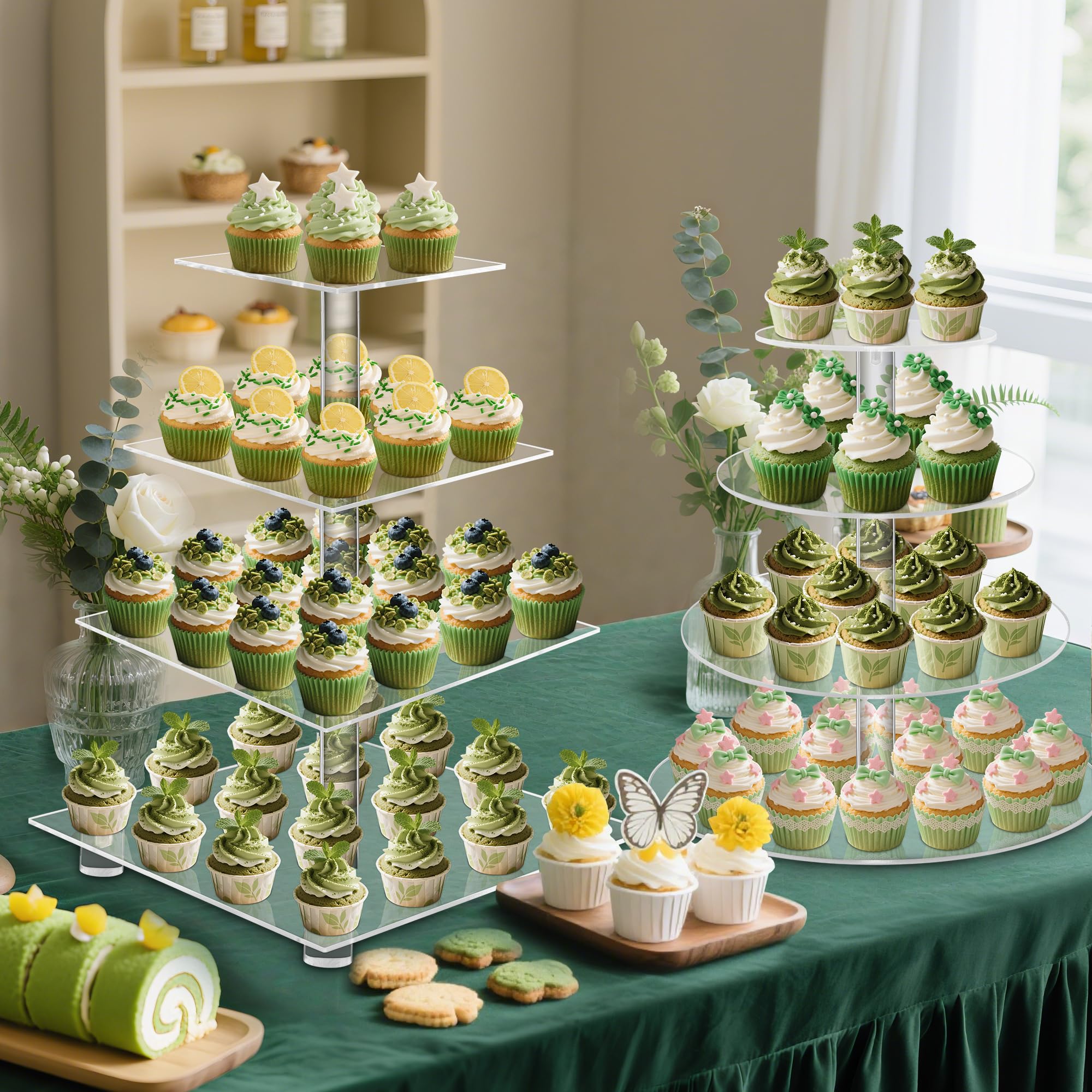 YestBuy présentoir en situation sur table de réception valorisant les desserts