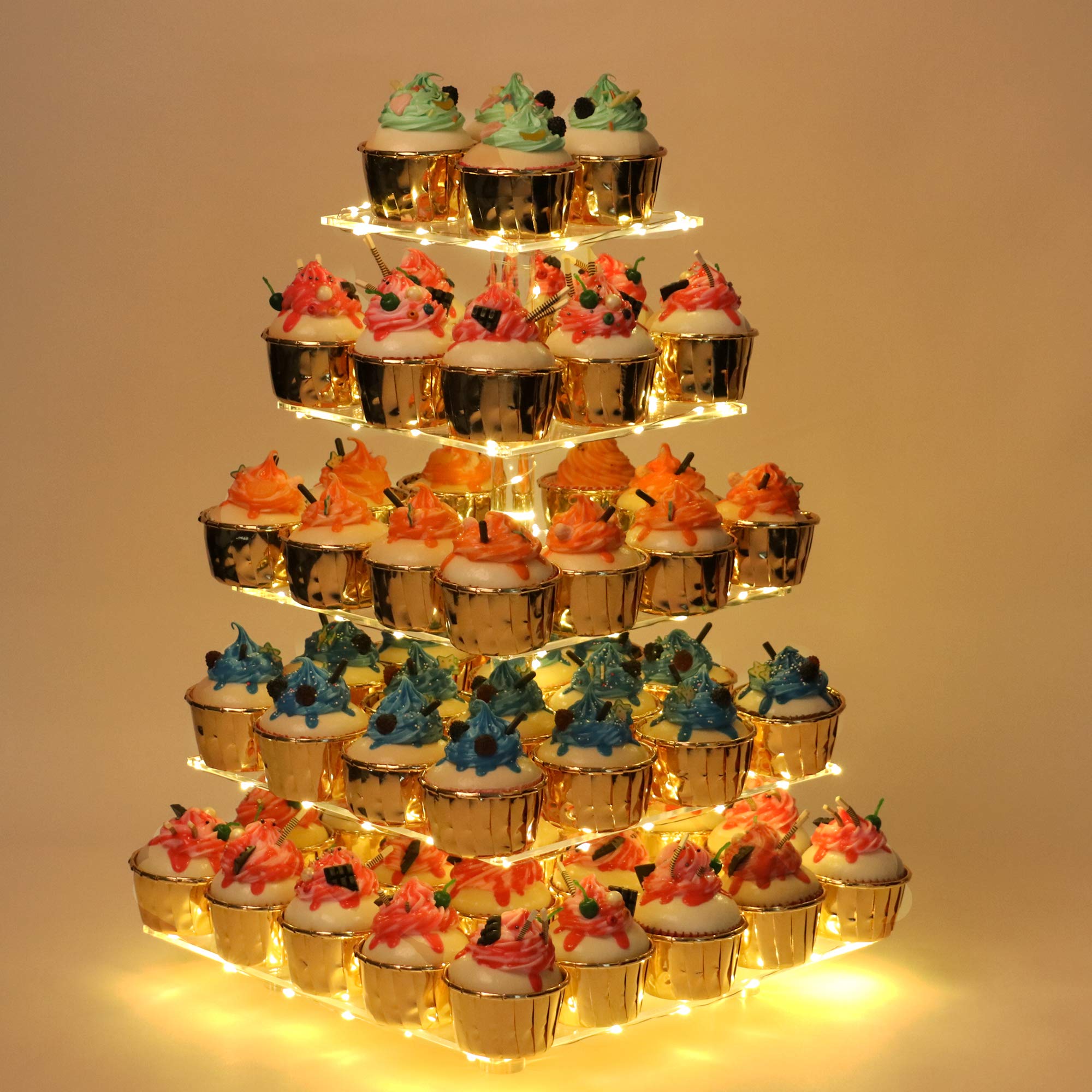 YestBuy présentoir face montrant cupcakes, mise en valeur élégante