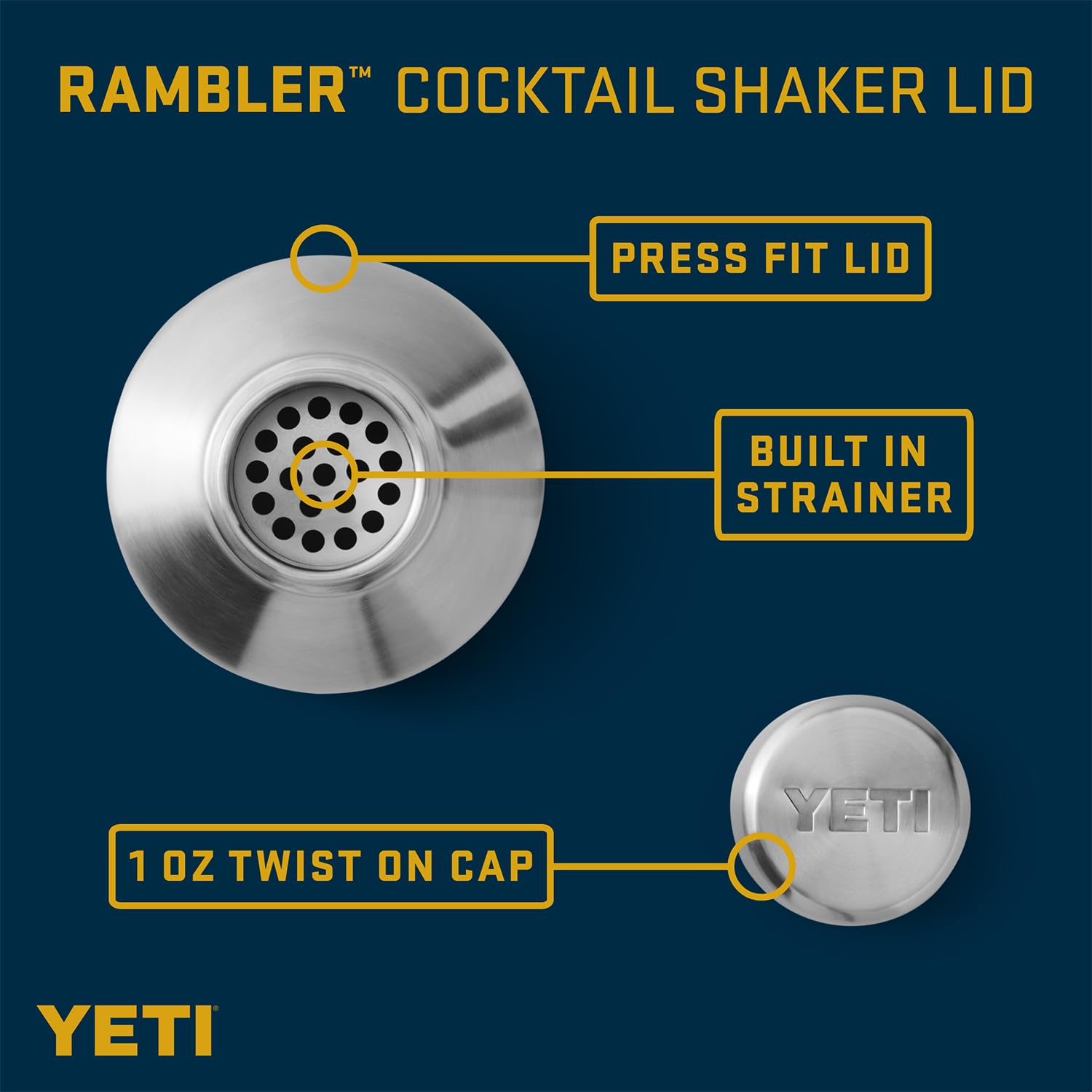 YETI couvercle avec passoire intégrée pour verser sans glaçons
