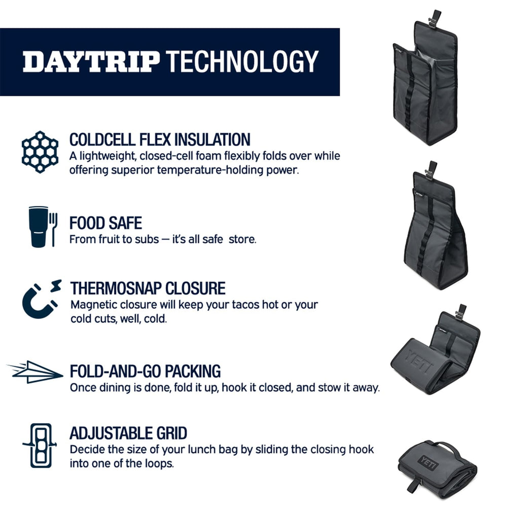 YETI Daytrip sac plié et accroché illustrant rangement compact et gain de place