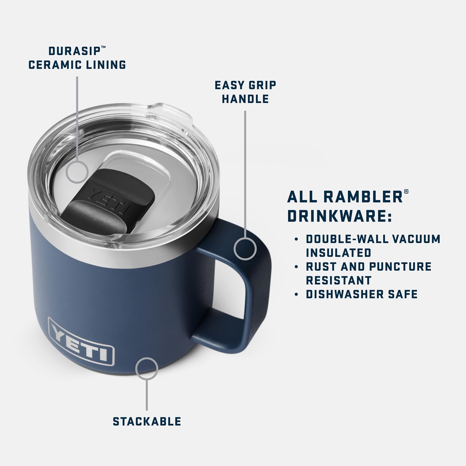 YETI Rambler profil avec anse robuste pour prise sûre