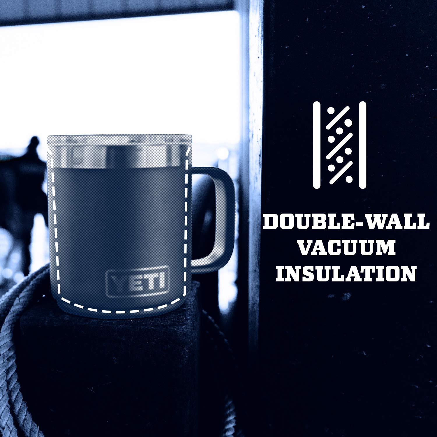 YETI Rambler en situation camping montrant durabilité et usage nomade