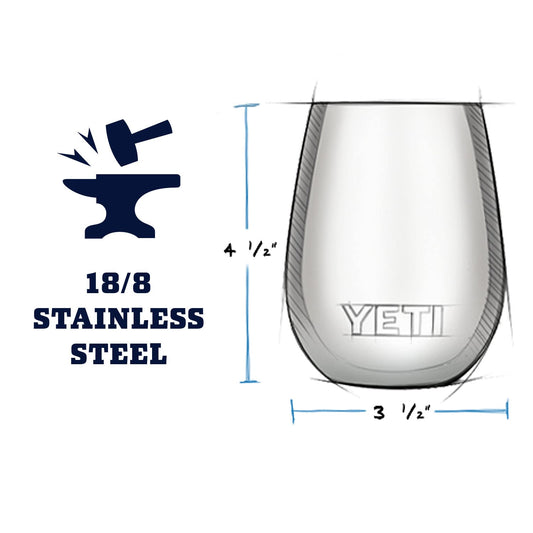 YETI Rambler vue de profil mettant en valeur le revêtement Duracoat résistant