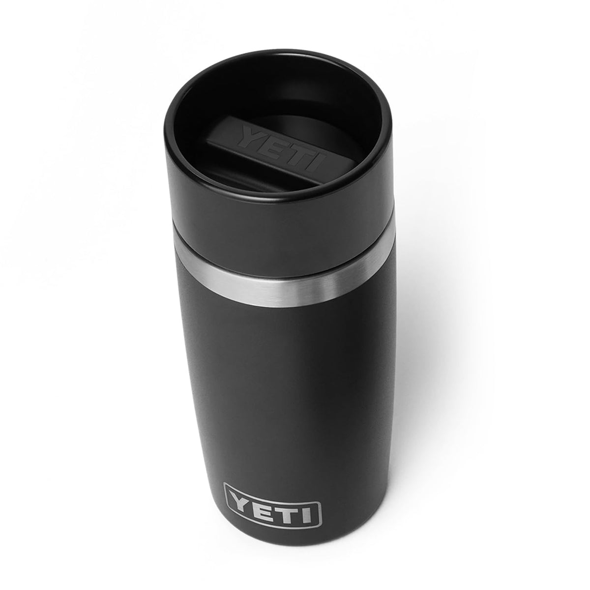 YETI Rambler face avant noire montrant design durable et facilité d'utilisation