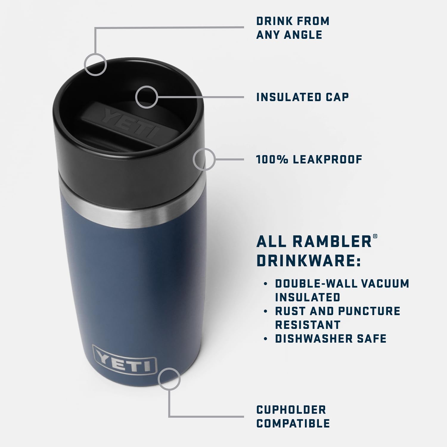 YETI Rambler profil montrant forme compacte et prise en main confortable