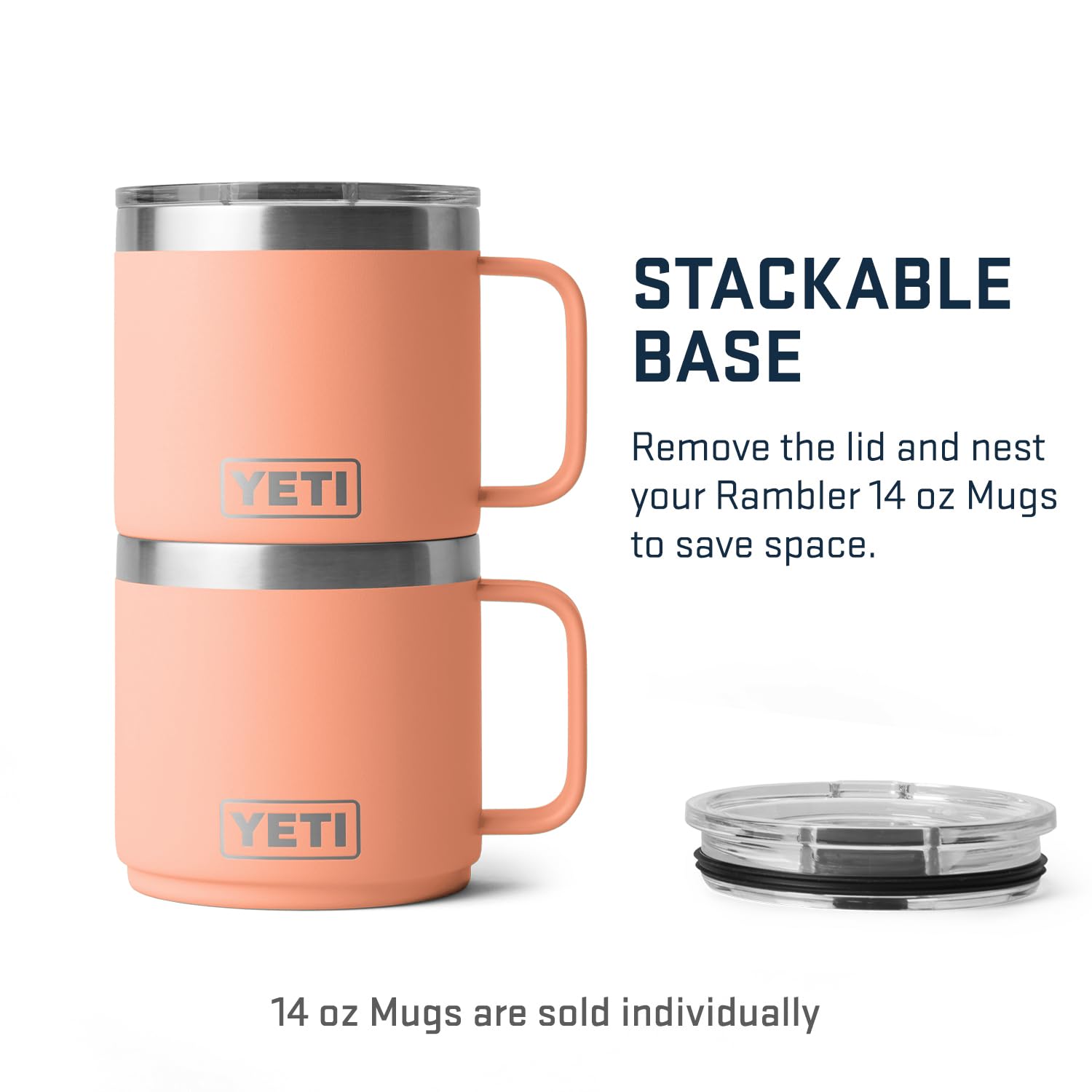YETI Rambler dessous montrant base empilable pour gain de place
