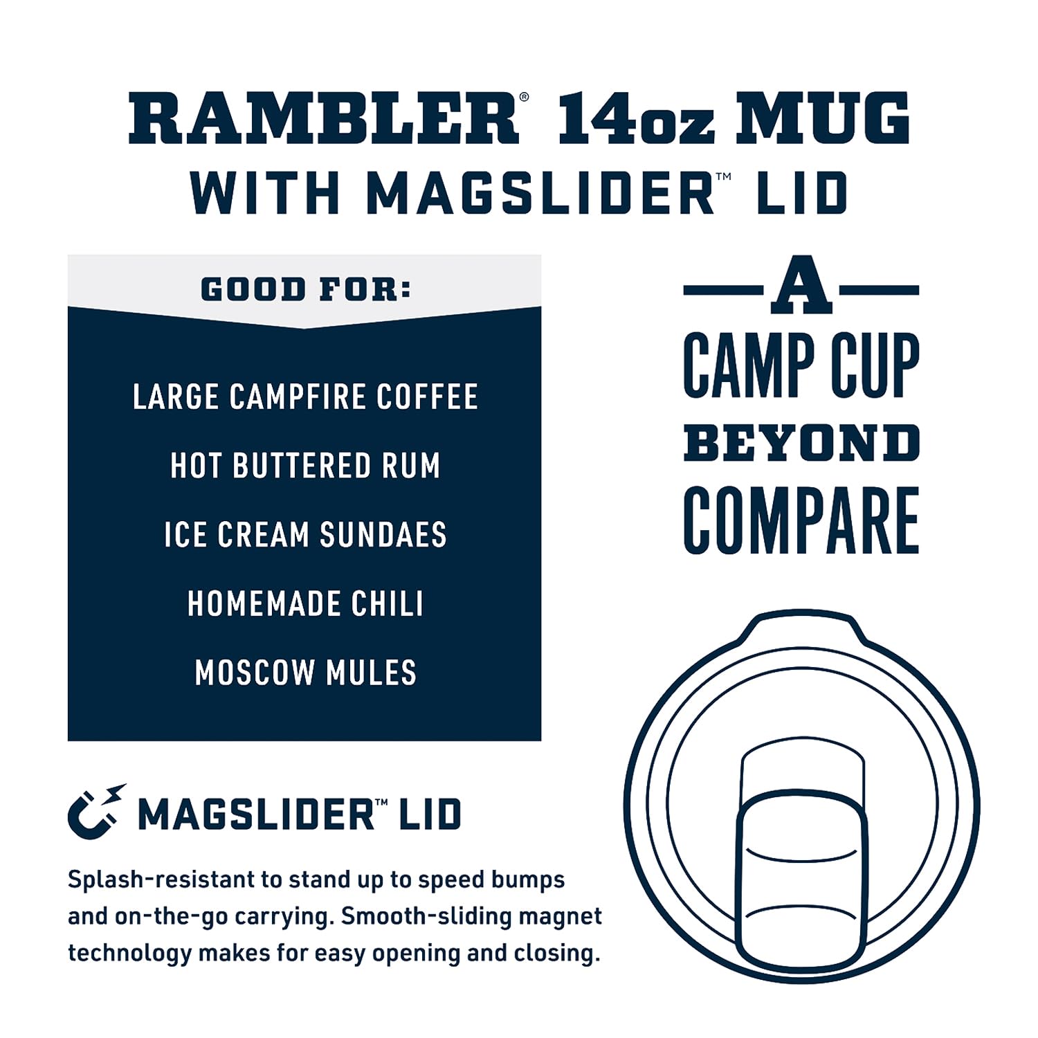YETI Ramblers empilés démontrant gain d'espace pratique