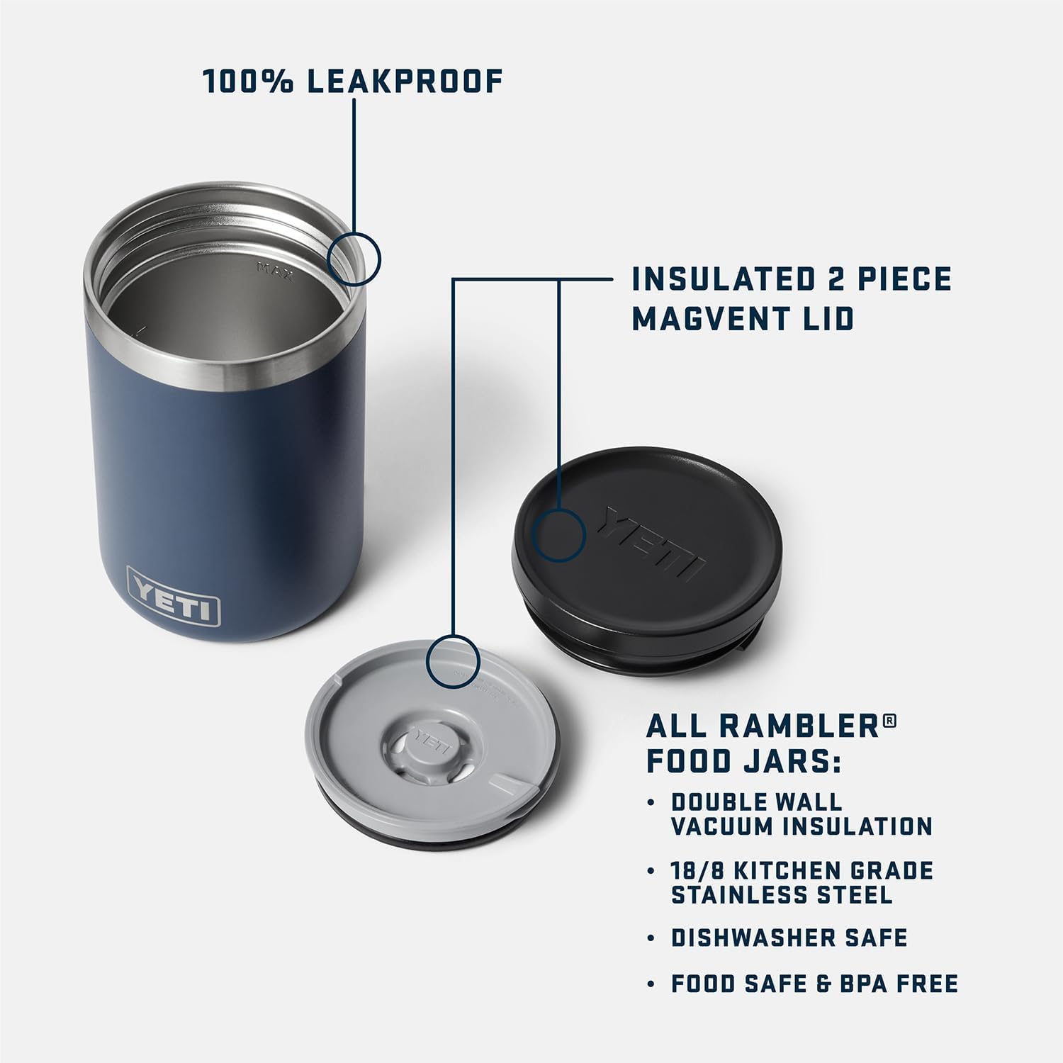 YETI Rambler couvercle MagVent en gros plan illustrant fermeture hermétique