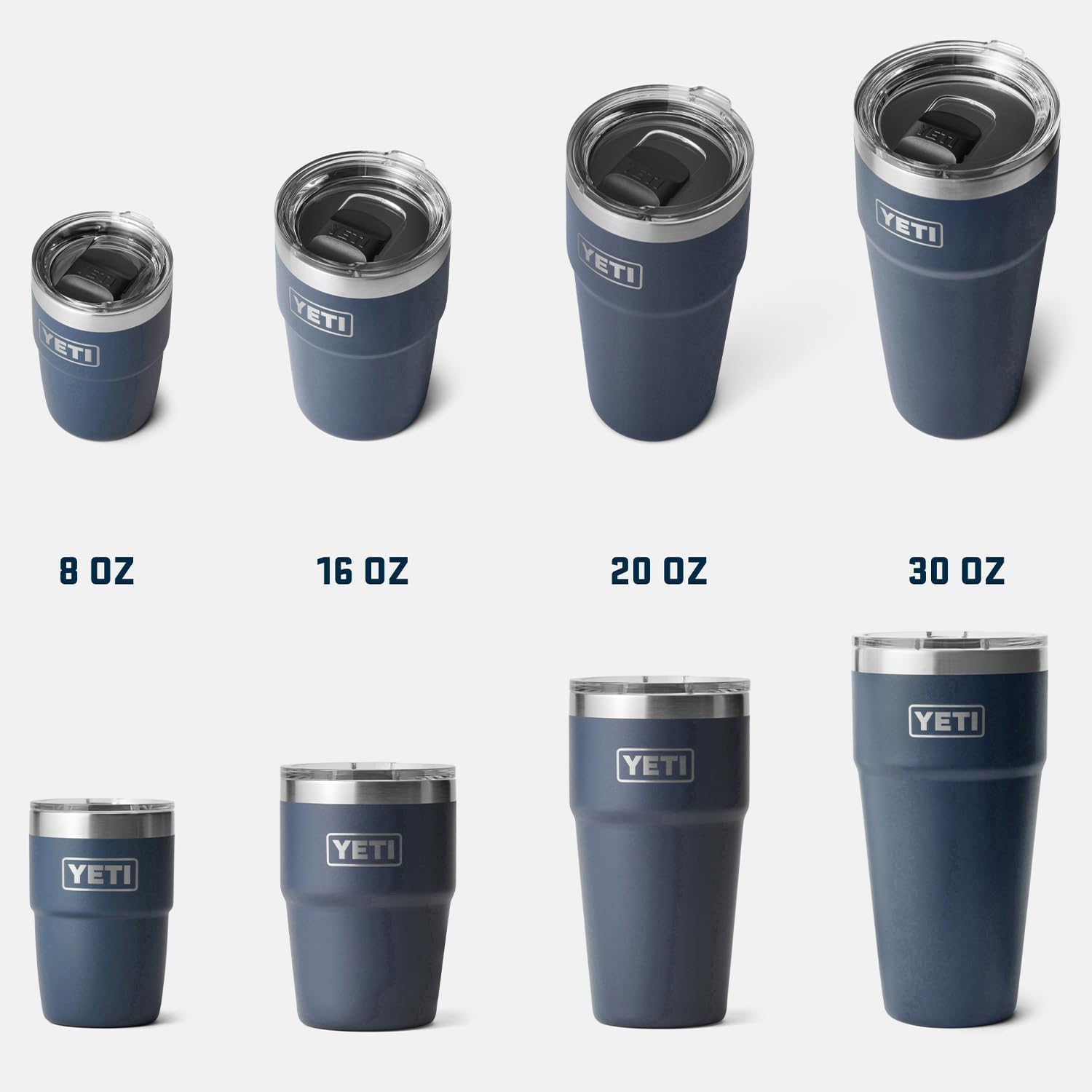 YETI Rambler détail finition Royal Blue résistant aux rayures et décoloration