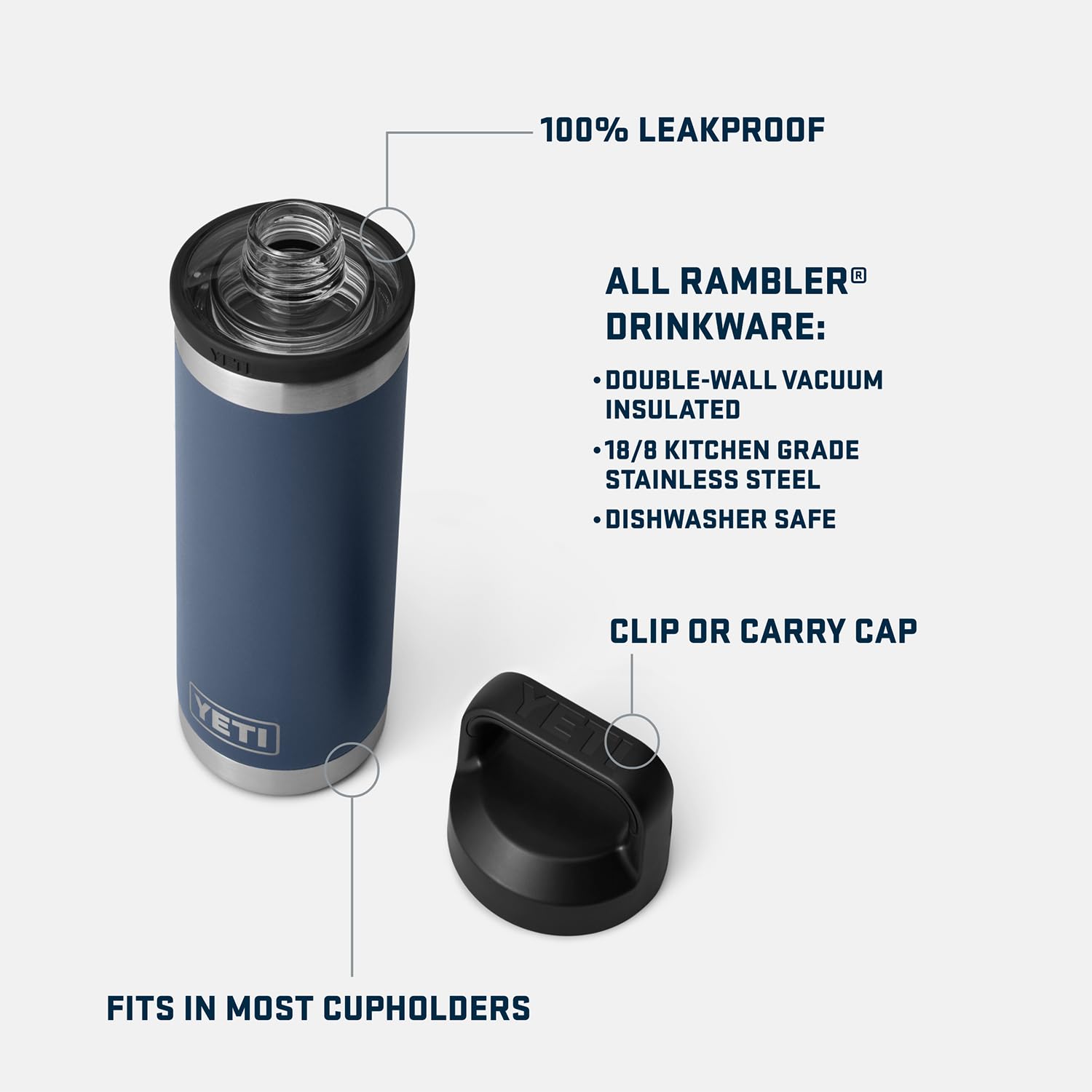 Gros plan du bouchon Chug YETI montrant l'ouverture rapide et l'étanchéité pratique
