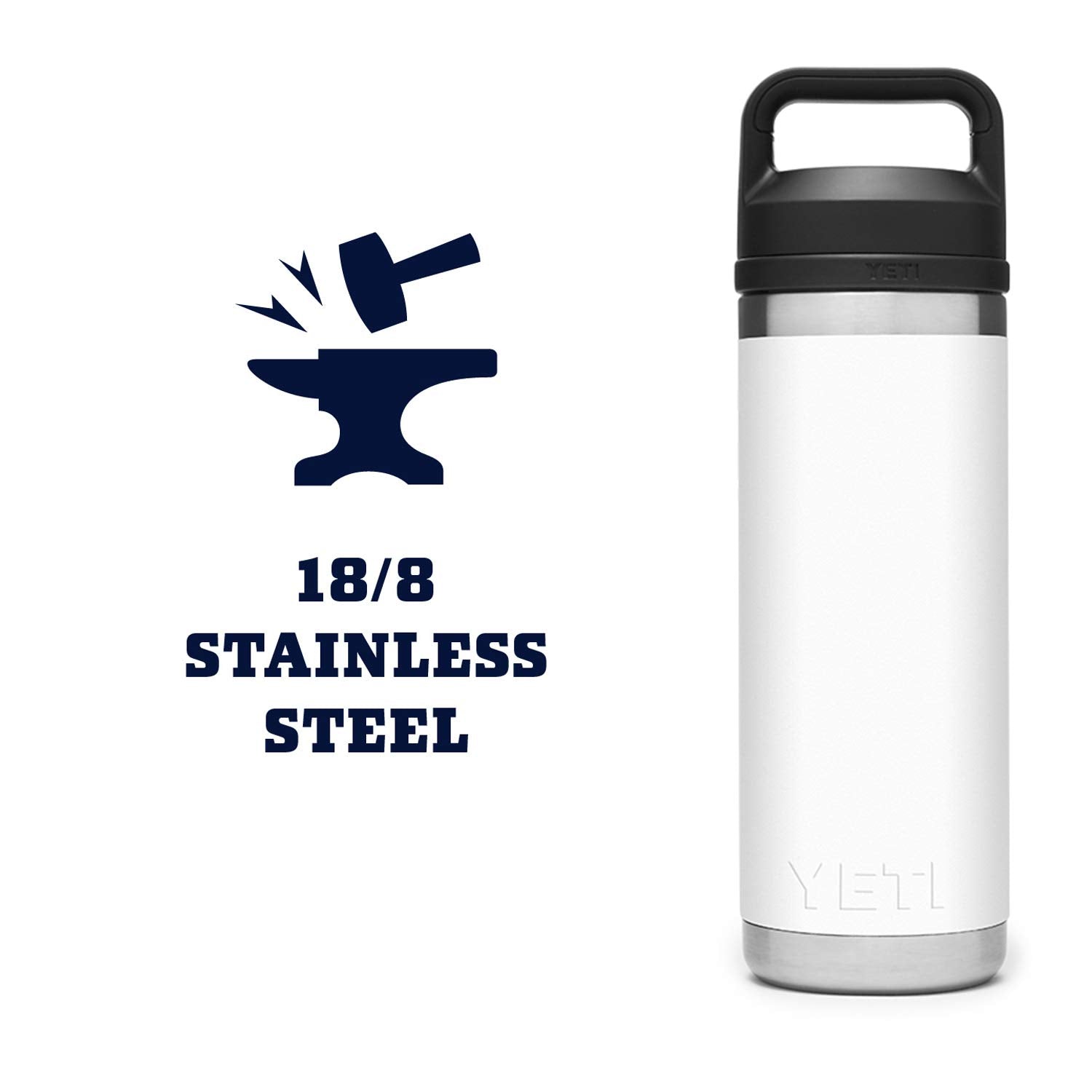 Bouteille YETI Rambler en usage extérieur illustrant la durabilité lors d'activités