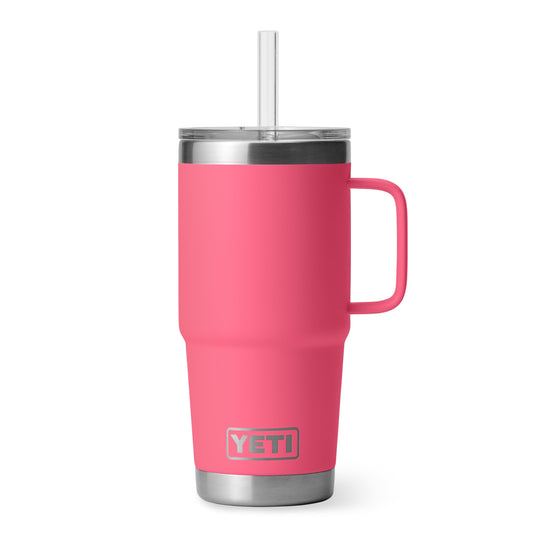 YETI Rambler face Tropical Pink montrant design coloré et solidité