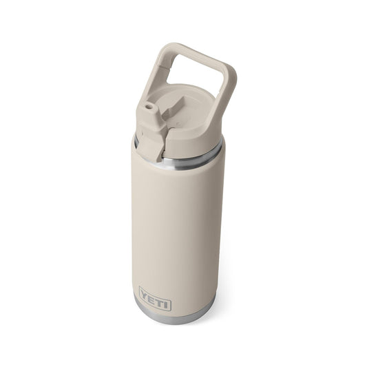 YETI Rambler 26 oz vue avant en Cape Taupe, design robuste et portable