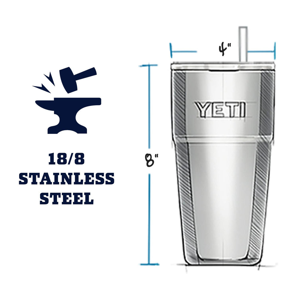 YETI Rambler Rescue Red posé sur un campement illustrant utilisation extérieure fiable