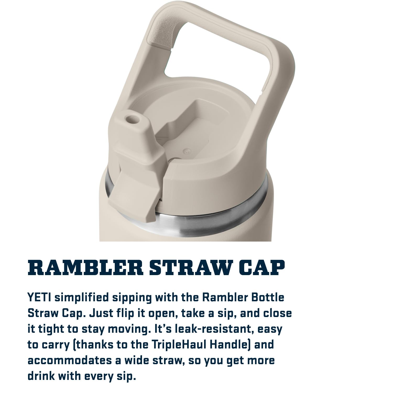 YETI Rambler ouverture et goulot montrant remplissage facile et nettoyage