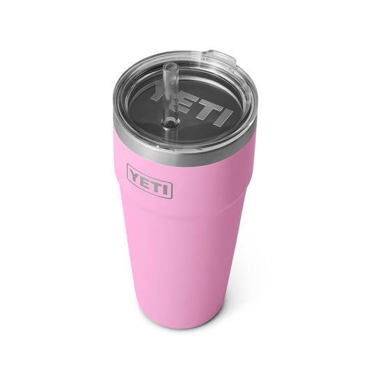 YETI Rambler face avant montrant le gobelet rose et maintien de température