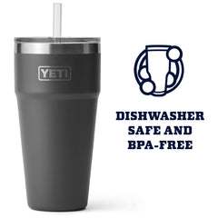 YETI Rambler gros plan inox illustrant la solidité et isolation durable