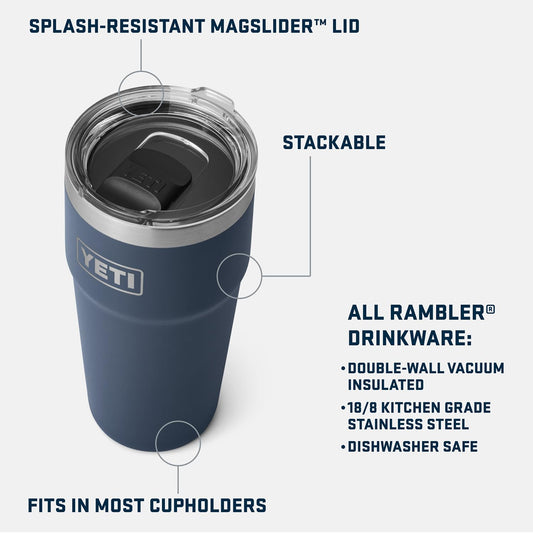 YETI Rambler profil avec couvercle MagSlider montrant facilité d'utilisation
