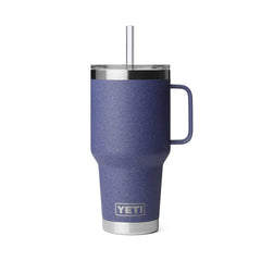 YETI Rambler 35 oz face avant montrant la forme et le couvercle, facilite le transport