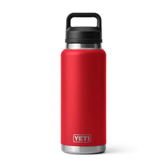 YETI Rambler vue avant Rescue Red montrant capacité et finition