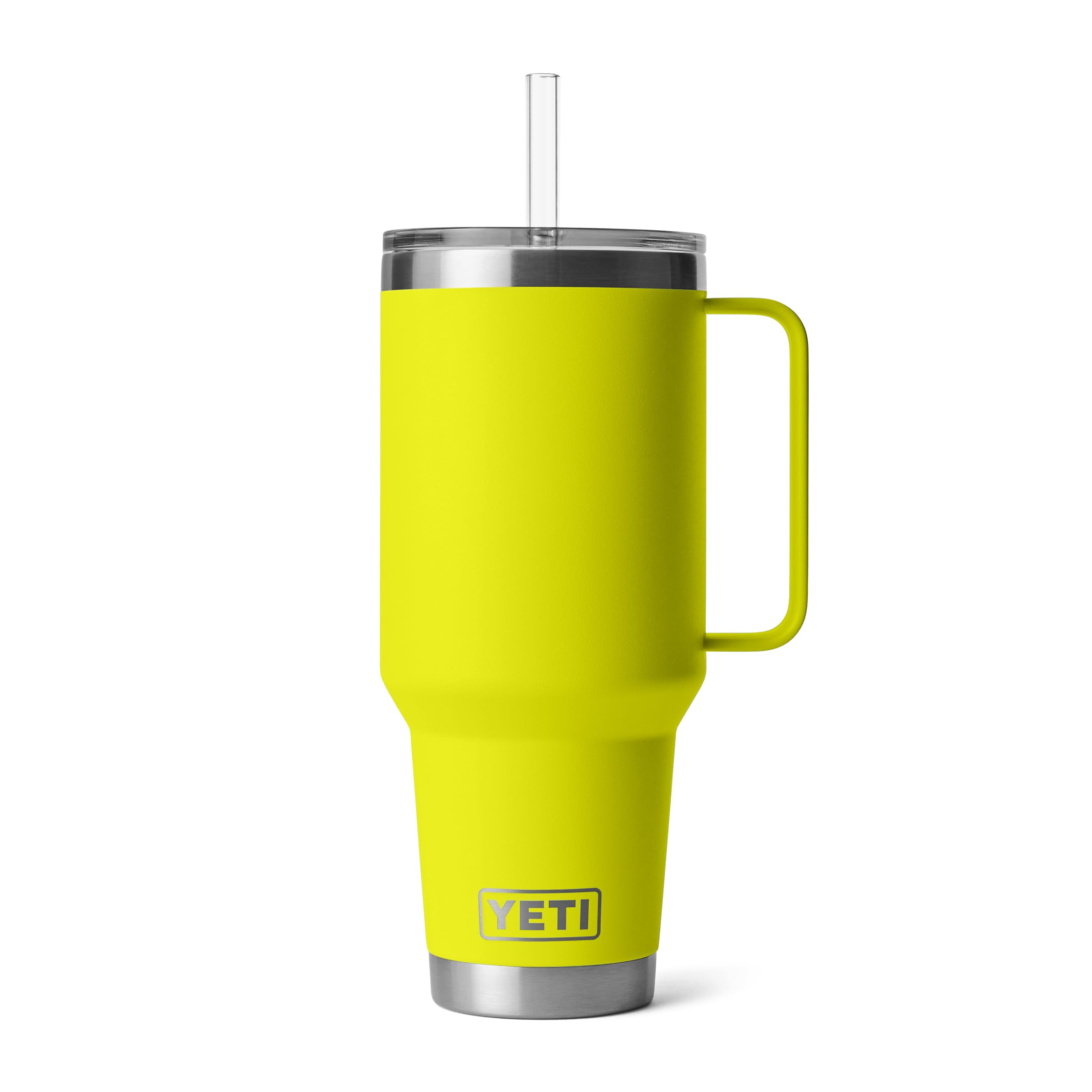 YETI Rambler face avant montrant la silhouette et la couleur Firefly Yellow, excellente visibilité