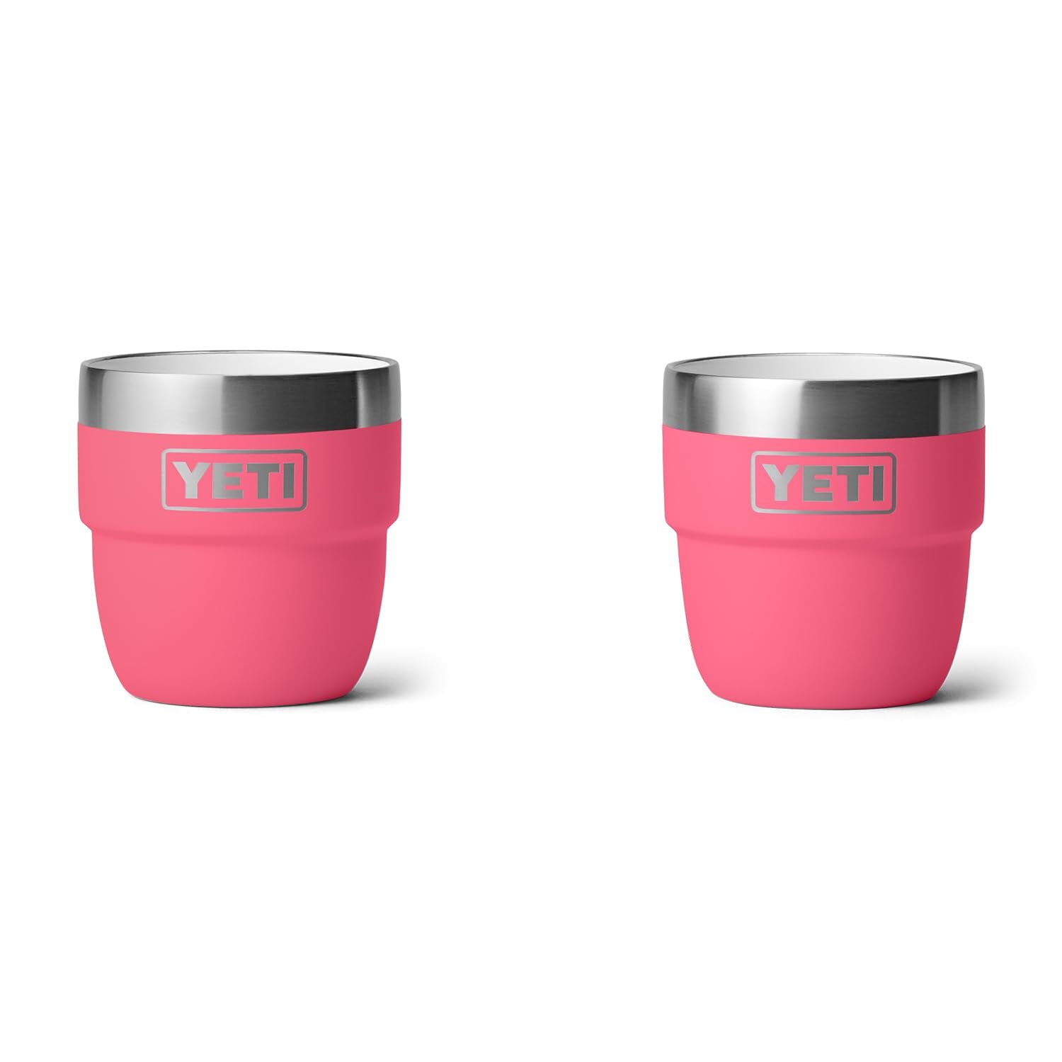 YETI Rambler tasse 4 oz face avant montrant couleur Tropical Pink et praticité