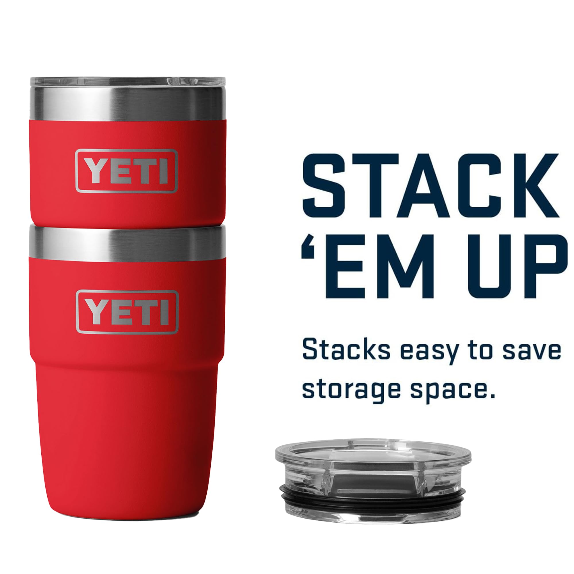 YETI Rambler empilée illustrant rangement compact et gain d'espace