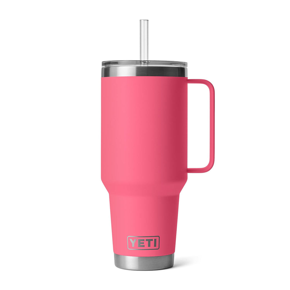 Couvercle et paille YETI Rambler visibles, usage sans éclaboussures et réutilisable