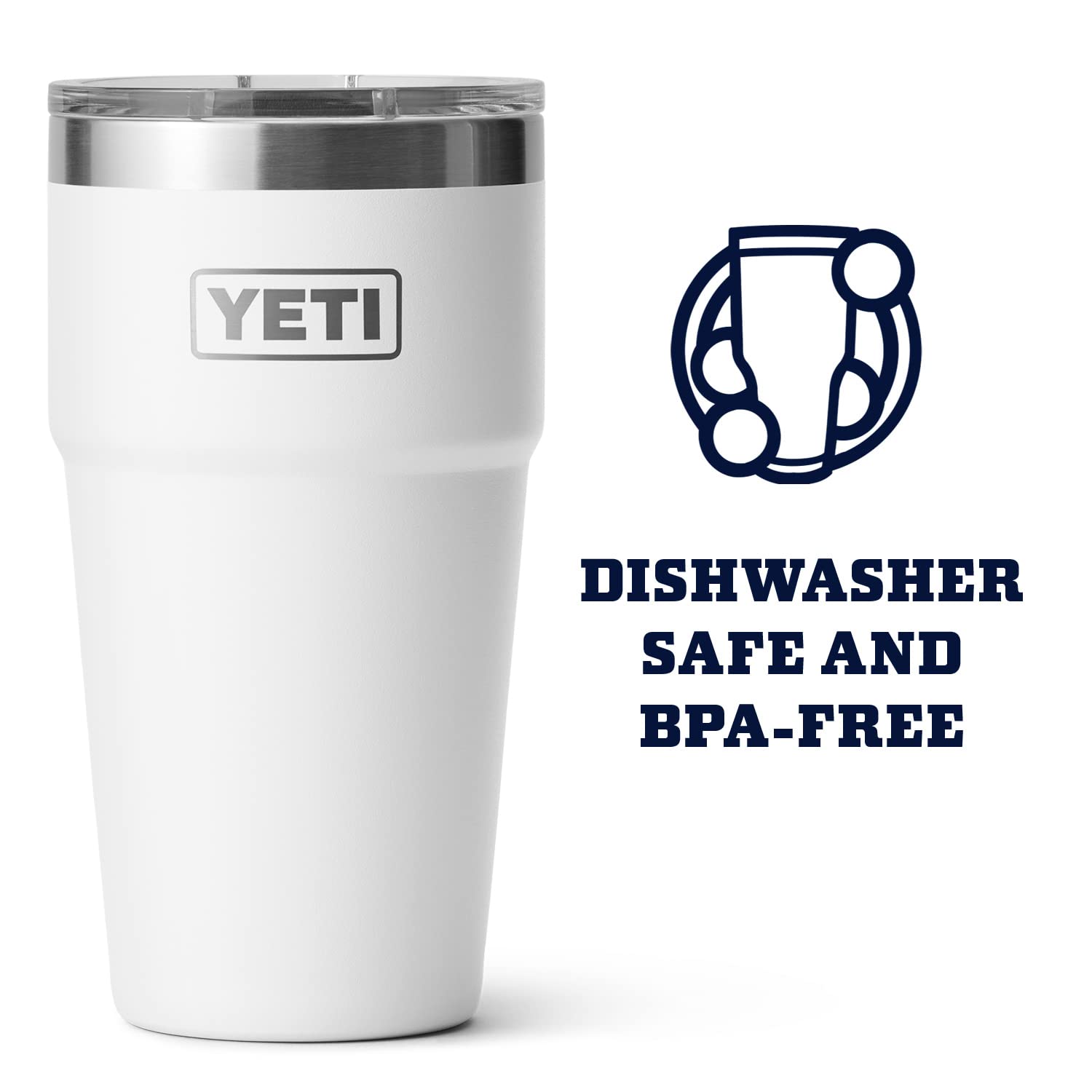 YETI Rambler tenu en main illustrant prise confortable et absence de condensation