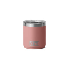 YETI Rambler vue de face Sandstone Pink montrant la finition et robustesse