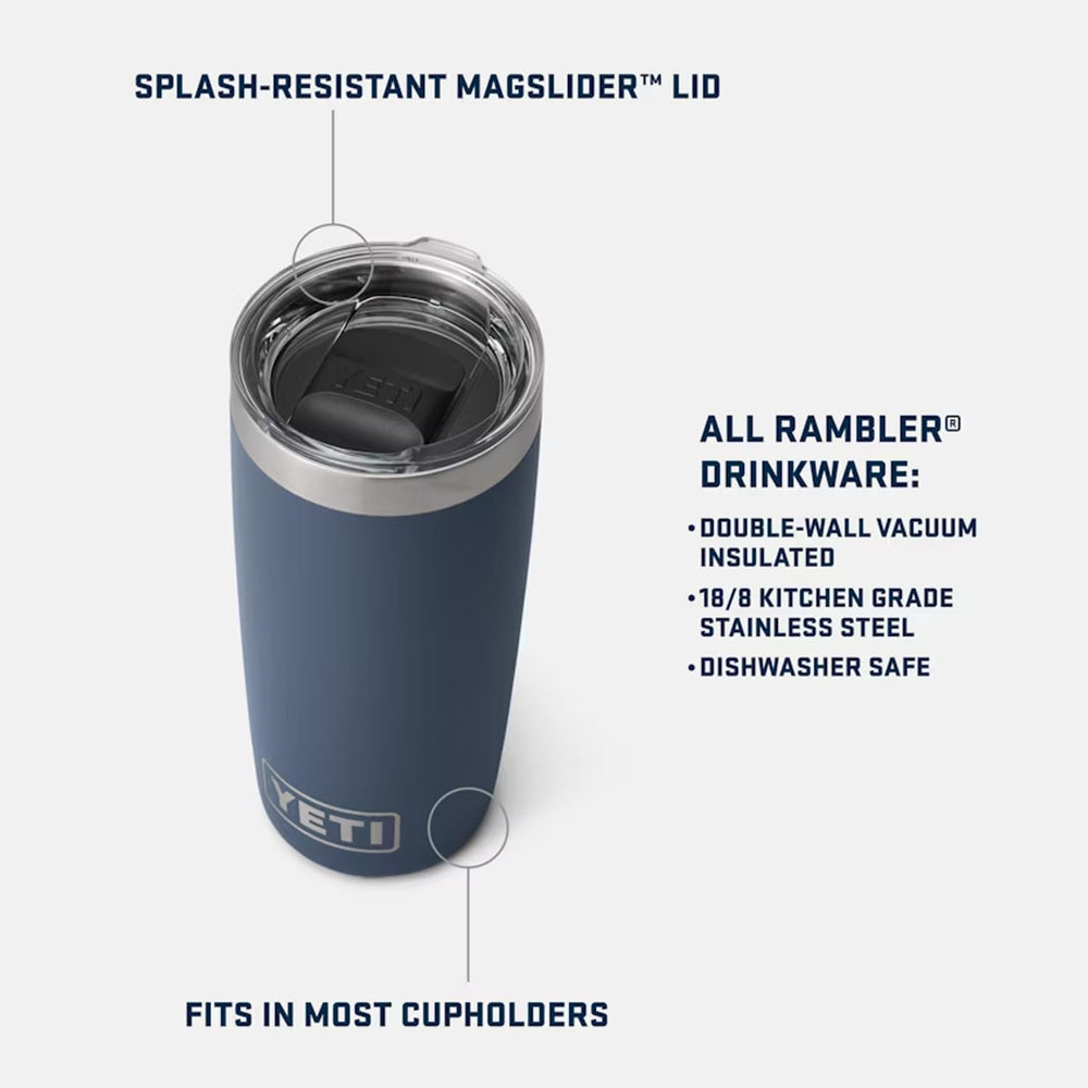 YETI Rambler gros plan acier inoxydable présentant durabilité et finition