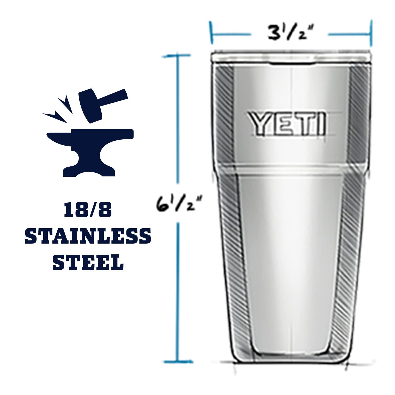 Plusieurs YETI Ramblers empilés Rescue Red pour un rangement compact pratique