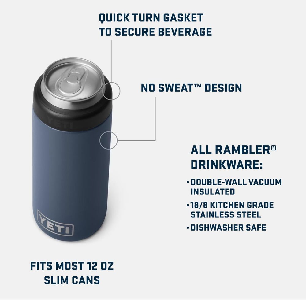YETI Slim Colster profil avec Duracoat bleu royal résistant aux éraflures