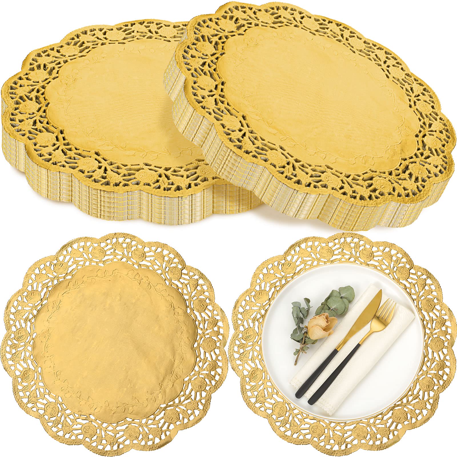 Yexiya packaging avant montrant 200 napperons dorés pour organisation simple