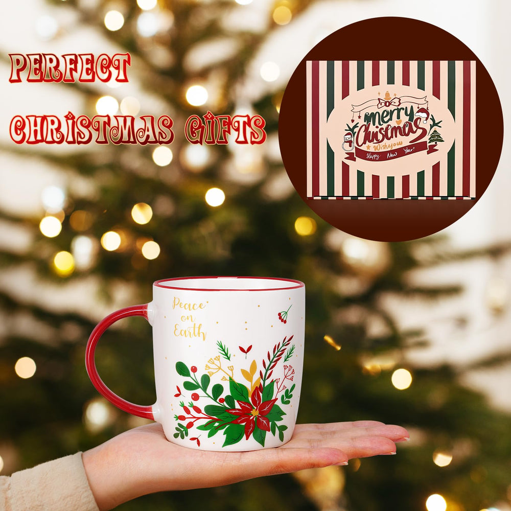 YHRJWN mug poinsettia en situation d’usage pour boissons chaudes conviviales