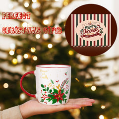 YHRJWN mug poinsettia en situation d’usage pour boissons chaudes conviviales